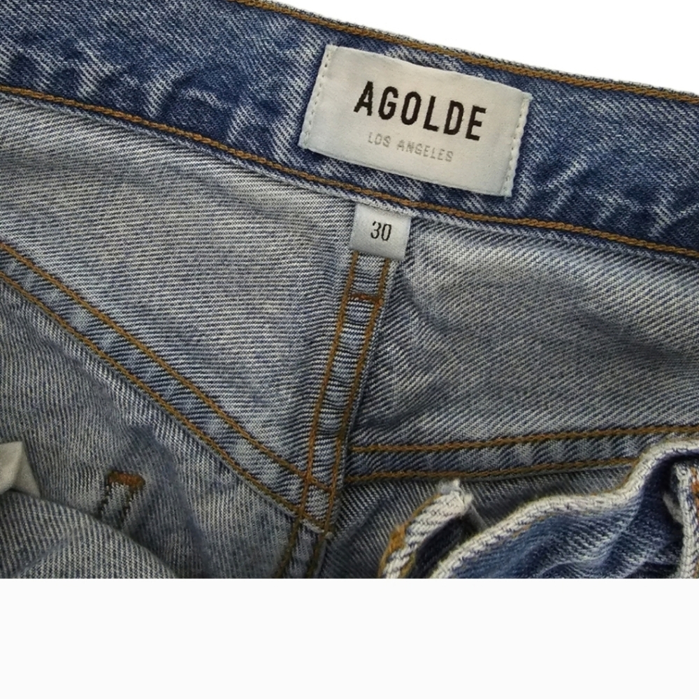 Agolde Riley High Rise Jean Light Wash Button Fly Size 30 - Picture 7 of 7